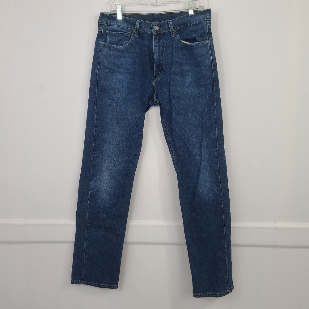 Levi's 505 Blue Denim Jeans Straight Leg Size W33 L32 Dark Wash